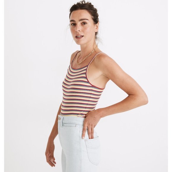 Women's‎ NWT Madewell Ribbed Spaghetti-Strap Thong Bodysuit Size Small - Picture 1 of 7